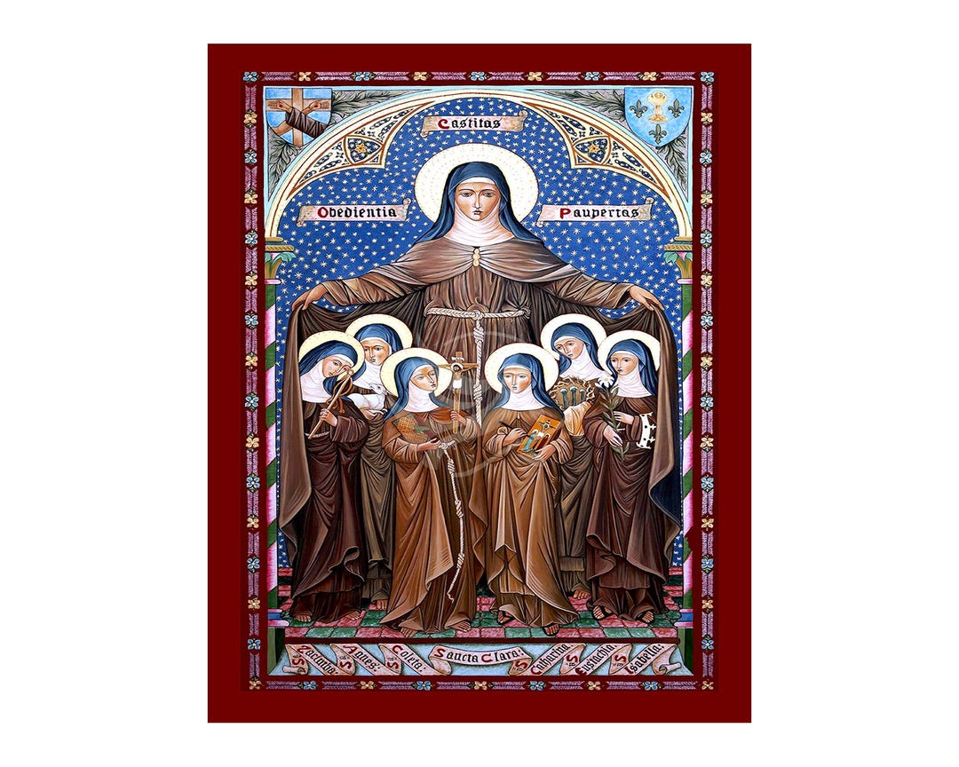Saint Clare of Assisi Icon, Handmade Religious Icon of Saint Clare of ...