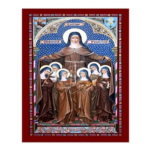 Saint Clare of Assisi Icon, Handmade Religious Icon of Saint Clare of Assisi, Byzantine Art Wall Hanging Plaque, Christian Religious Art