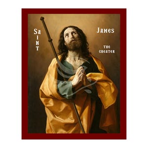 Saint James the Greater Icon, Handmade Christian Icon of Saint James the Greater, Byzantine Art Wall Hanging Plaque, Christian Religious Art