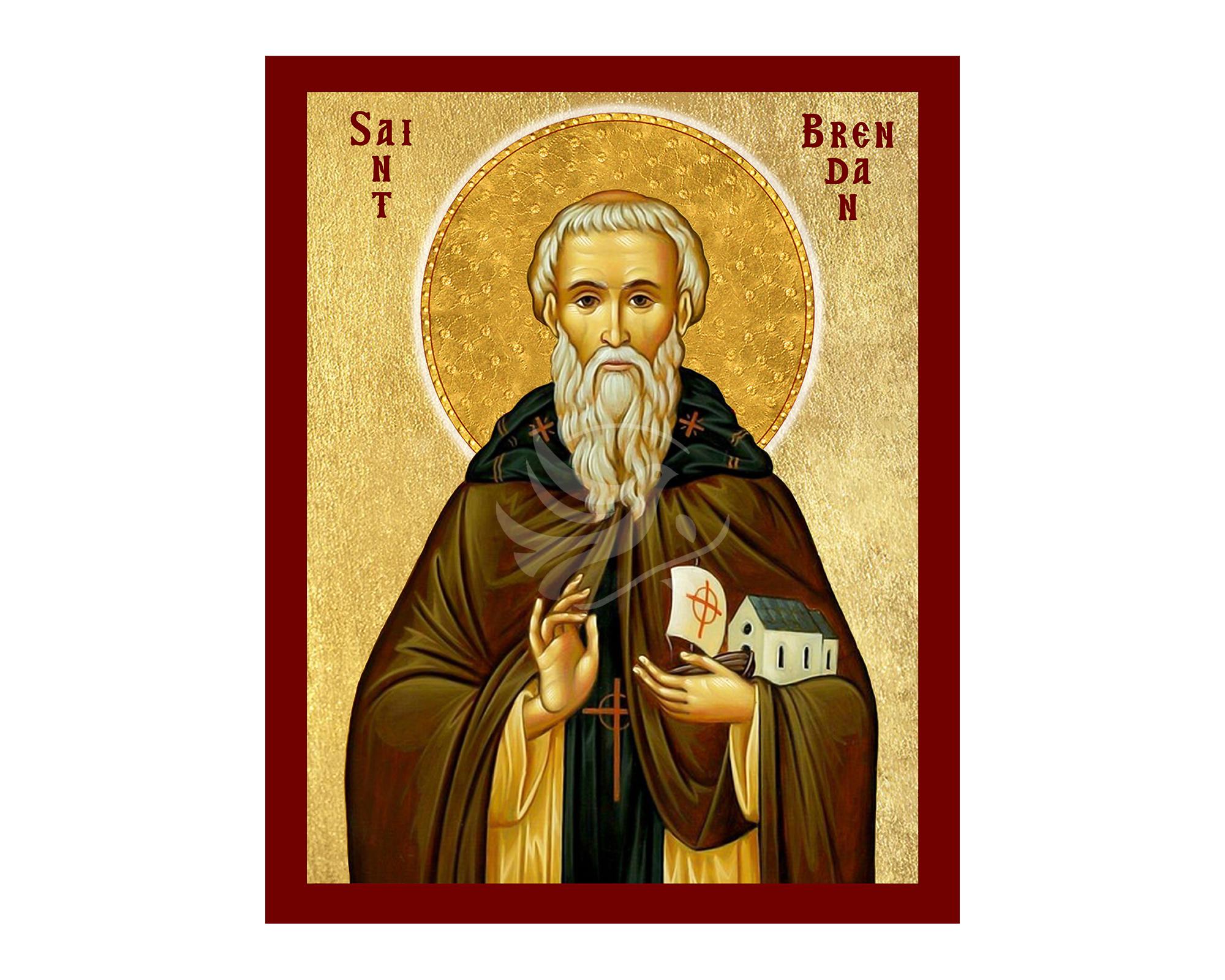 Saint Brendan the Navigator Icon, Handmade Christian Icon of Saint Brendan, Byzantine Art Wall Hanging Plaque, Christian Religious Art