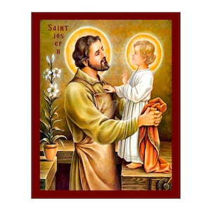 Saint Joseph the Betrothed Icon, Handmade Religious Icon of Saint Joseph, Byzantine Art Wall Hanging Plaque, Christian Religious Art