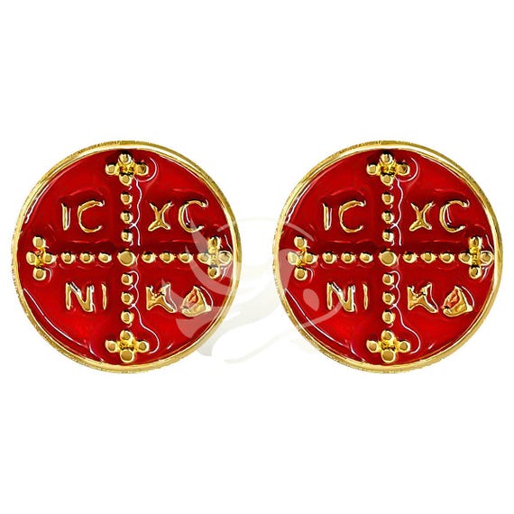 Cufflinks Gold-plated With IC XC NIKA Design, Cufflinks Jesus