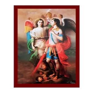Archangel Michael Icon, Handmade Christian Icon of Angel Michael, Byzantine Art Wall Hanging Plaque, Christian Religious Art