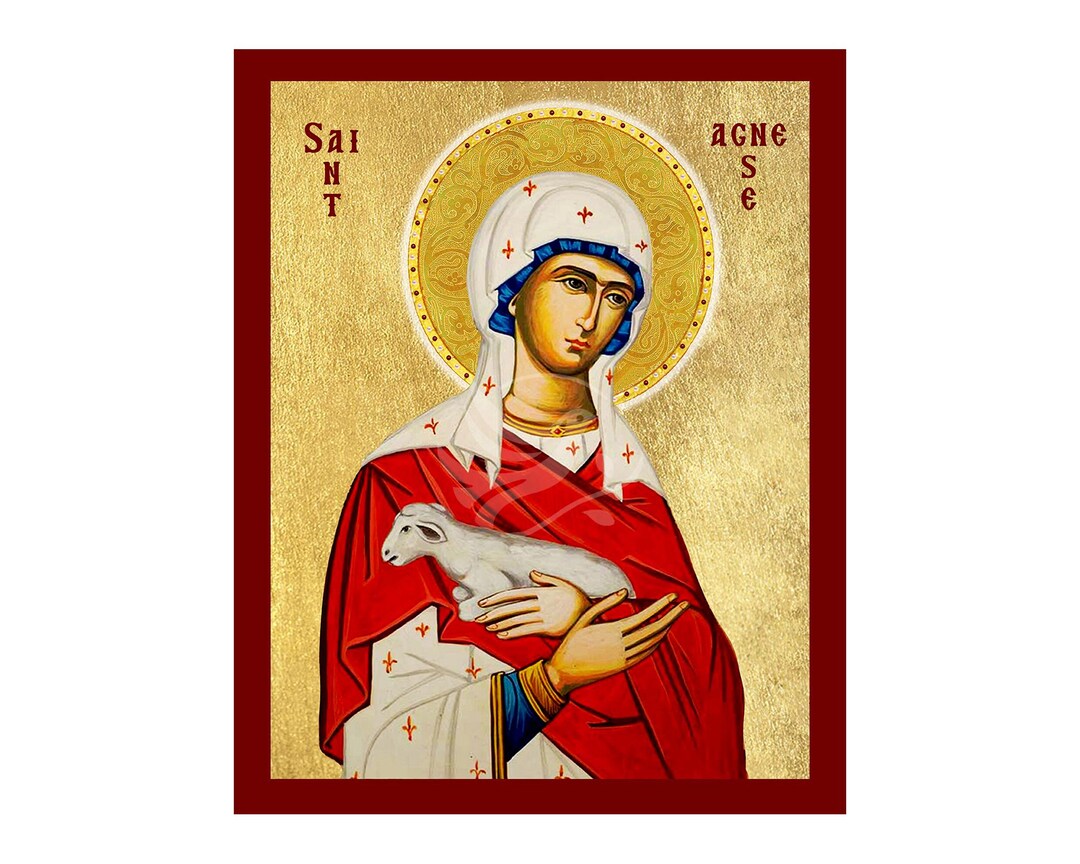 Saint Agnes of Rome Icon, Handmade Christian Icon of Saint Agnes ...