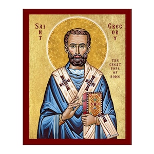 Heiliger gregori die Große Pope von Rom-Ikone, handgemachte griechische Ikone des heiligen gregori-papst, byzantinische Kunstwandbehangplakette, christliches Geschenk