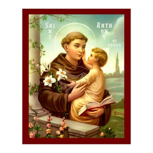 Icône de Saint Antoine de Padoue, icône religieuse faite main de Saint Antoine, plaque murale d'art byzantin, art religieux chrétien