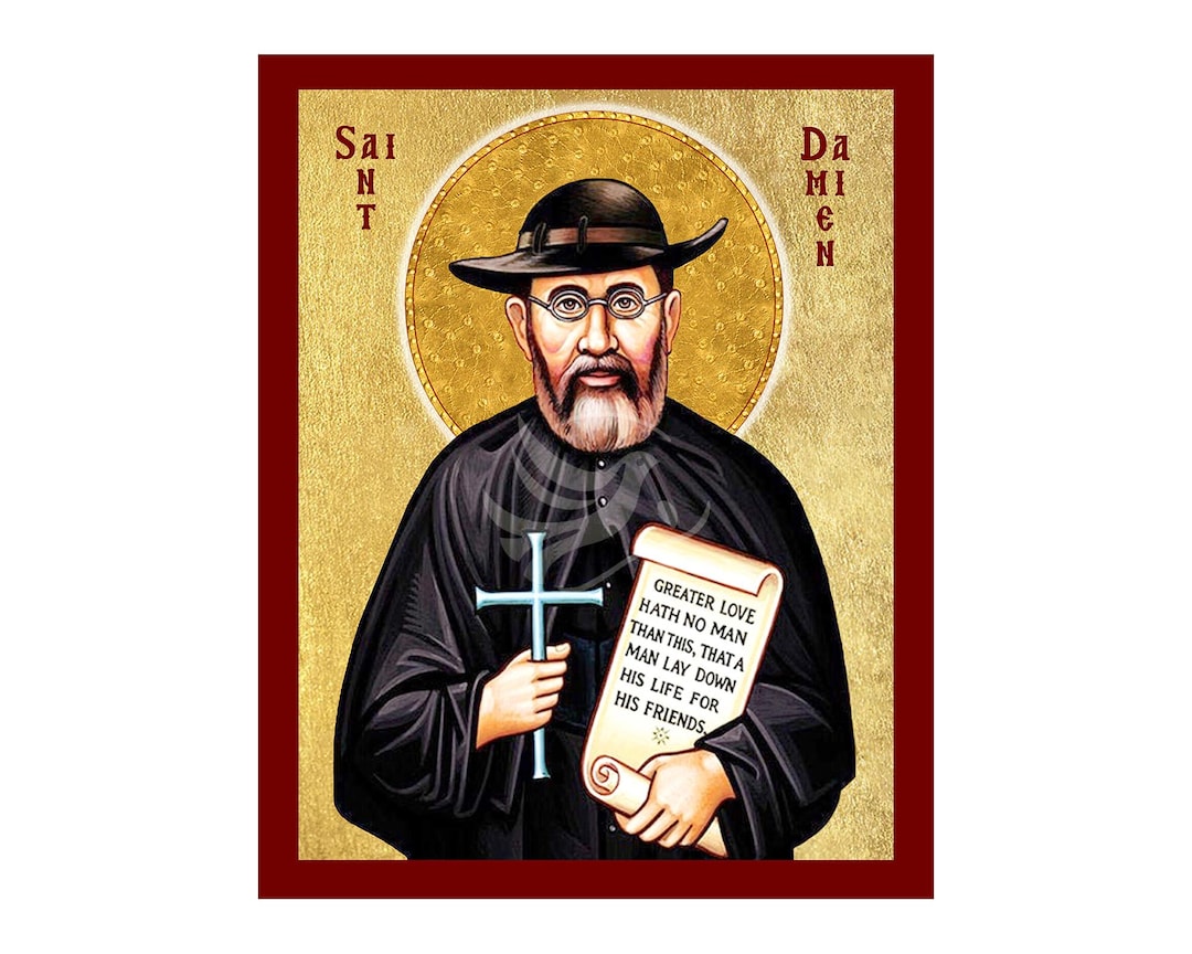 Saint Damien of Molokai Icon, Handmade Religious Icon of Saint Damien ...