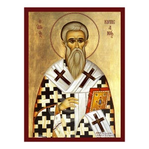 Saint Cyprian Icon, Handmade Byzantine icon of Agios Kyprianos, Religious art wall hanging plaque, christian gift
