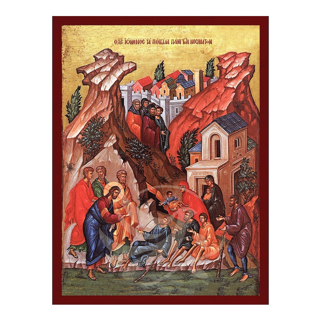 Jesus Christ the Great Physician Icon, Handmade Greek Orthodox Icon of ...