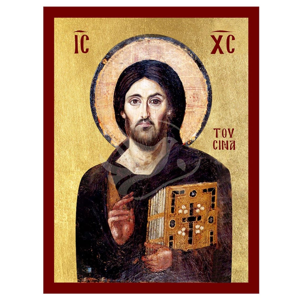 Icono de Jesucristo del Sinaí, icono ortodoxo griego hecho a mano de ...