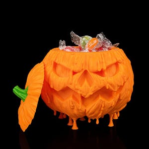 Melted Treatkeeper | Spooky Pumpkin Candy Bowl | 3D Printed Halloween Dish | Jack o Lantern Treat Holder