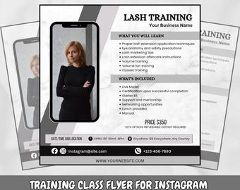 Editable Lash Training Class Flyer Canva Template | Instagram Post & Story | Digital Lash Course Promotional Flyer | Lash Business Tools