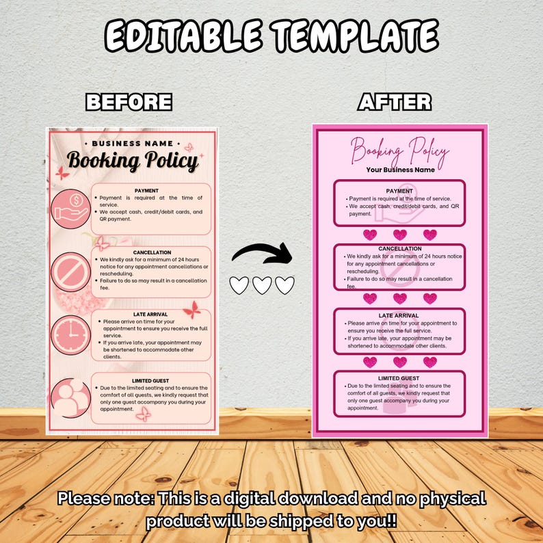 Editable Nail Salon Booking Policy Template Canva Flyer Salon Policy ...
