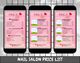 Modello Canva modificabile per listino prezzi di centri estetici / Menu di servizi di bellezza per Instagram e social media / Download digitale istantaneo