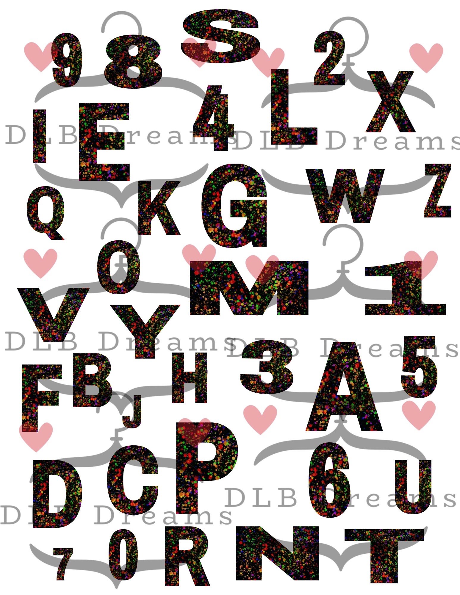 Splatter Letters and Numbers PNG ONLY - Etsy