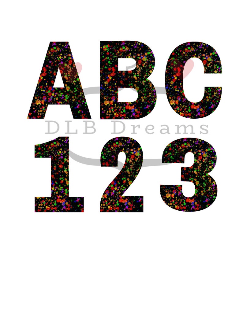 Splatter Letters and Numbers PNG ONLY - Etsy