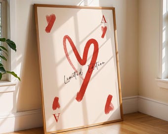 Ace of Hearts Wall Art Print, Playing Card Poster, My Wildly