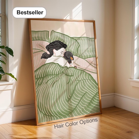Dachshund Art Print - Cozy Bedtime Story Cuddle Dog Poster