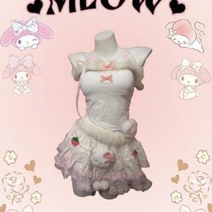 Pink and white My Melody cute set