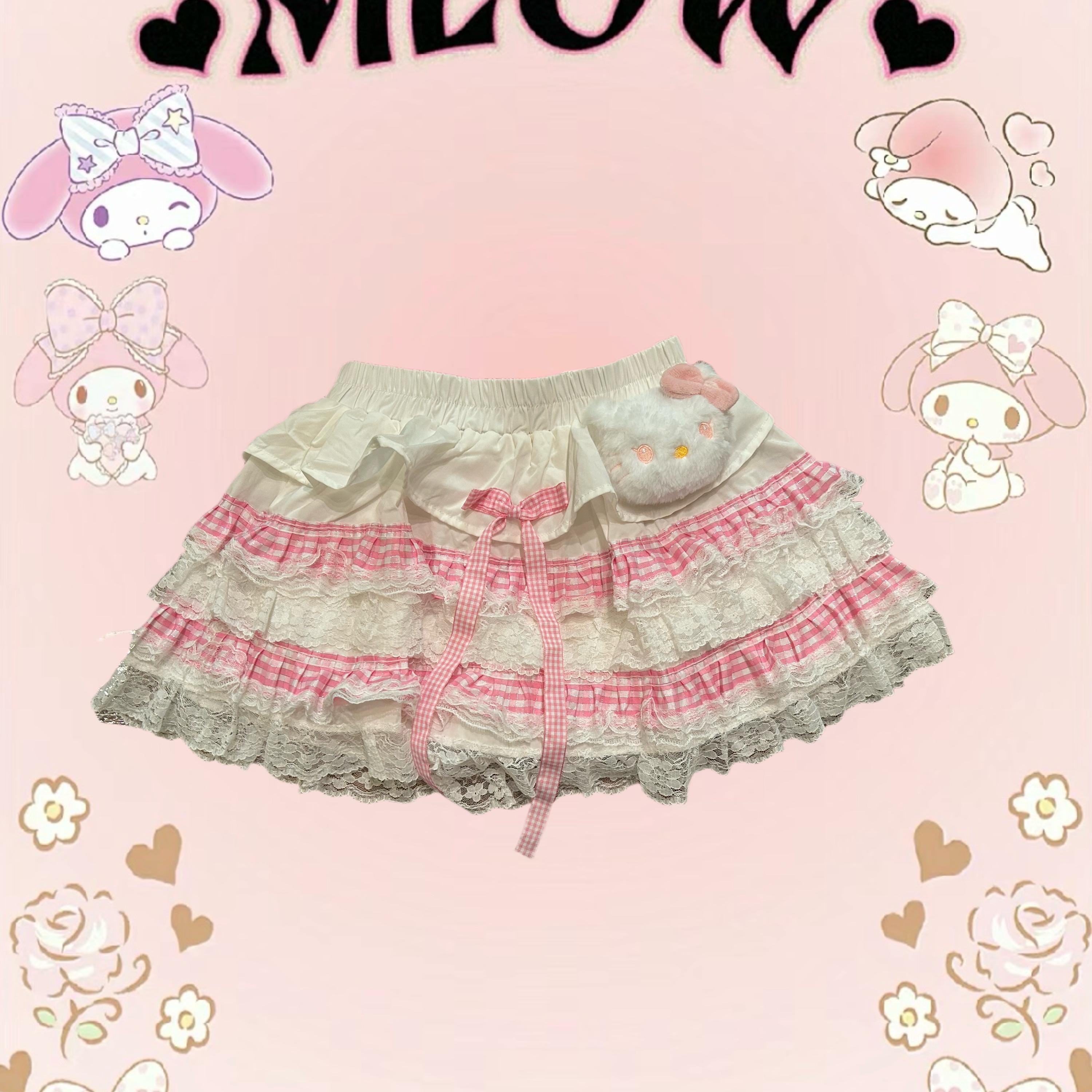 Adorable My Melody ruffle skirt with heart details and a cute bow