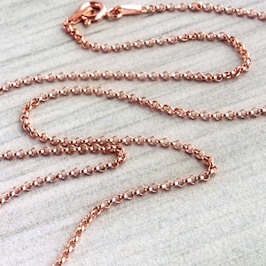 Rose Gold Plated Sterling Silver Rolo Chain: 1.4mm Layering Necklace