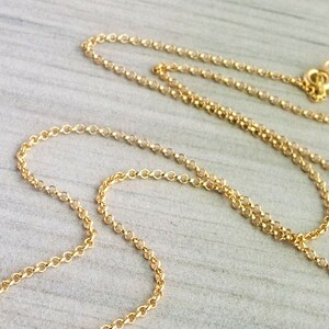 Dainty Gold Rolo Chain, Gold Plate over Sterling Silver, 1.4mm Rollo Necklace Chain 16&quot;, 18&quot;, 20&quot;, Gold Layering Necklace