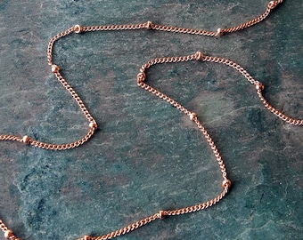 Rose Gold Filled Beaded Satellite Chain: Custom Length Layering Necklace