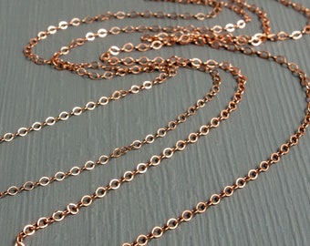 Rose Gold Filled Cable Chain: 1.3mm or 1.5mm Lightweight Necklace, 14" to 20" Lengths