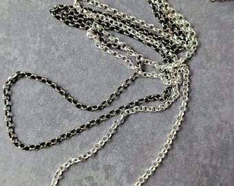 Sterling Silver Diamond Cut Rolo Chain: Bright or Oxidized 1.95mm, 16", 18", 20" Lengths