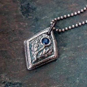 Fine Silver and Sapphire Thistle Pendant, Scottish Thistle Gift for Women, Celtic Jewelry Gift, Outlander Gift for Her, Protection Talisman