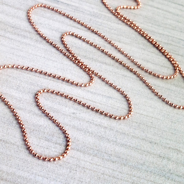 Rose Gold Diamond Cut Bead Chain, 1mm Rose Gold Plated over Sterling Silver, Diamond Cut Ball Chain Necklace, 16", 18", 20", Add a Chain