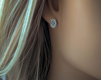 Sterling Silver Concho Stud Earrings, Southwestern Inspired Jewelry