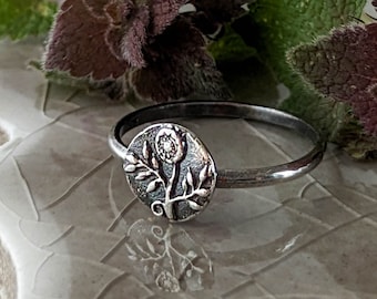 Silver Morning Glory Ring, Artisan Sterling Silver, Victorian Inspired, Handcrafted Silver Flower Ring for Her, September Birth Flower Gift