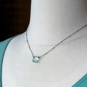 Delicate Prasiolite Necklace, Pale Green Amethyst and Sterling Silver Layering Necklace, Unique February Birthstone Gift, Choose Your Stone