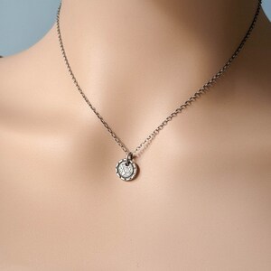 Victorian Inspired Daisy Charm, Artisan Sterling Silver Jewelry, Antique Button Cast