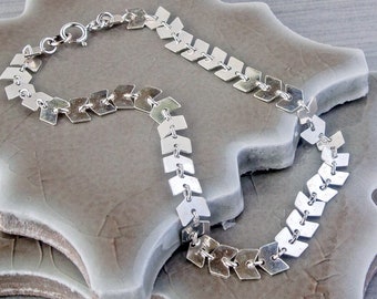 Sterling Silver Armor Anklet, Articulated Scale Chain Ankle Bracelet, Modern Bohemian Jewelry