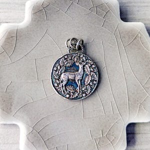 Sterling Silver Wax Seal Woodland Stag Pendant: Artisan Handcrafted Deer Talisman Necklace image 3