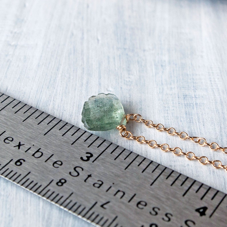 Moss Aquamarine Necklace, Sterling Silver & Gold Filled, Wire Wrapped