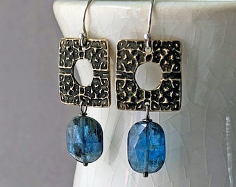 Resonance Earrings, Bronze Kyanite, Cymatics Inspired, One of a Kind, Artisan Handmade
