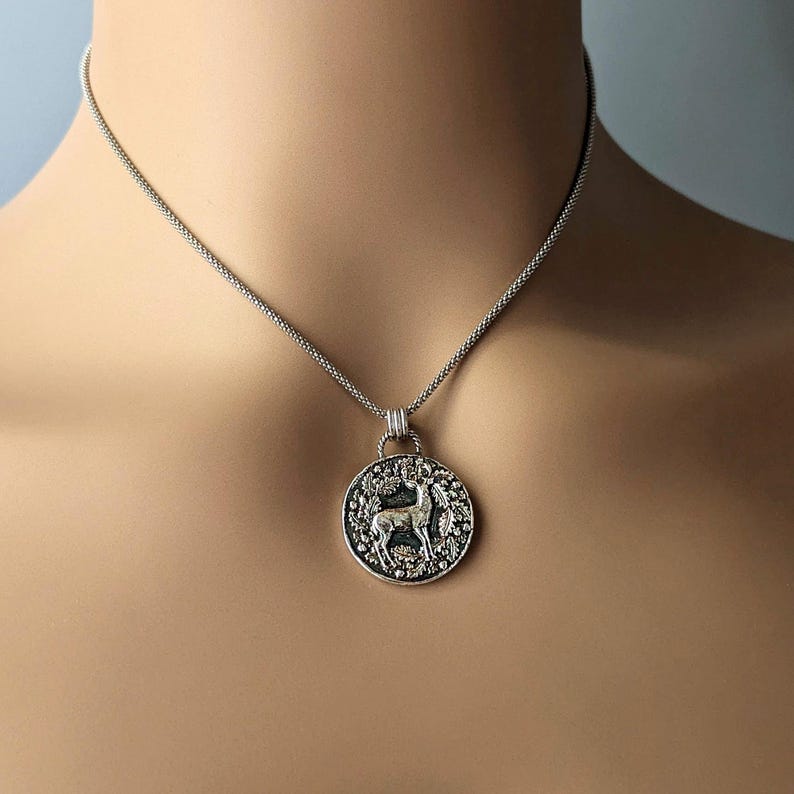 Sterling Silver Wax Seal Woodland Stag Pendant: Artisan Handcrafted Deer Talisman Necklace image 2