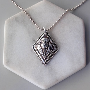 Silver Thistle Pendant, Artisan Sterling Silver, Detailed Scottish Thistle Necklace, Outlander Gift, Celtic Jewelry, Scottish Gift for Her