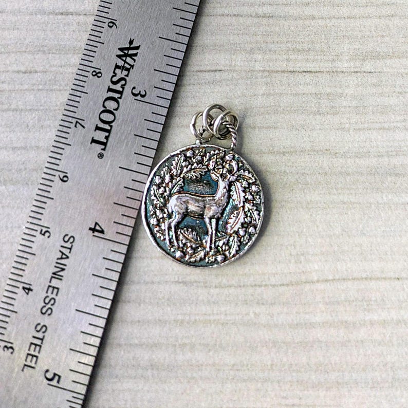 Sterling Silver Wax Seal Woodland Stag Pendant: Artisan Handcrafted Deer Talisman Necklace image 6