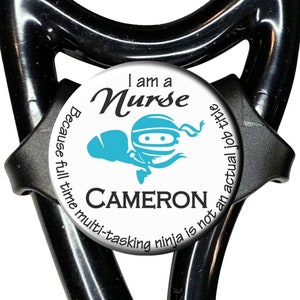 Adjustable ID Badge, Nurse ID Badge, Medical School Gift, Custom Name Label, RN Monogram Accessory, Graduation Present, Hospital Staff Tag