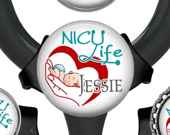 Personalized NICU Life Adjustable Stethoscope tag with Name, Monogram, Occupation - Pediatric Nurse Gift 407