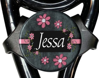 Personalized Pink Flower Stethoscope Name Tag | Adjustable Custom Floral Id Gift for Nurse/Doctor