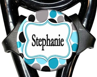 Stethoscope Name Tag - Personalized Medical Caduceus and Polka Dots  Id Tag with Name, Monogram, Occupation (A387)