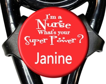 Nurse Super Power  Stethoscope Tag - Personalized RN, LPN Stethoscope ID in 6 Colors with Name, Monogram, Occupation Title (A279)