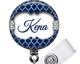 Custom RN Badge Reel Gift - Polka Dots (10 Colors) Hospital Nurse Lanyard ID Holder Personalized with Name, Monogram, Occupation Title A028