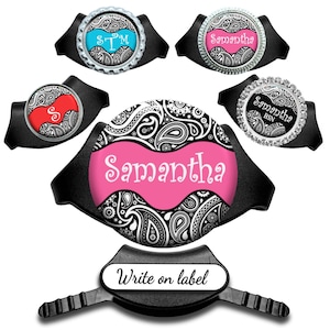 Paisley  Stethoscope Tag - Personalized Black & White Print Nurse Steth ID in 6 Colors with Name, Monogram, Occupation Title (A029)