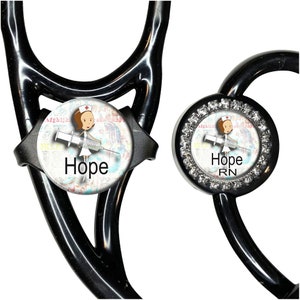 Custom Nurse Stethoscope Tag - Name and Title with Monogram